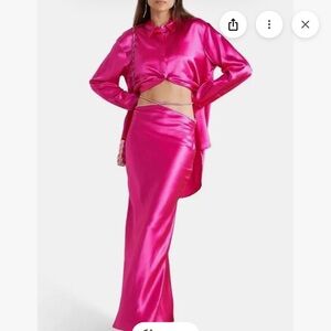 Michael Lo Sordo Fuchsia Silk-Satin Maxi Skirt